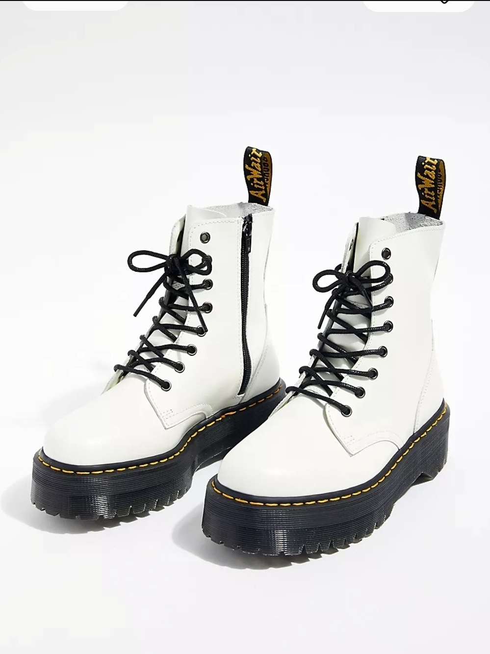 NWOT Dr. Martens Jadon White Smooth Leather Chunky Platform 8 Eye Combat Boots 7